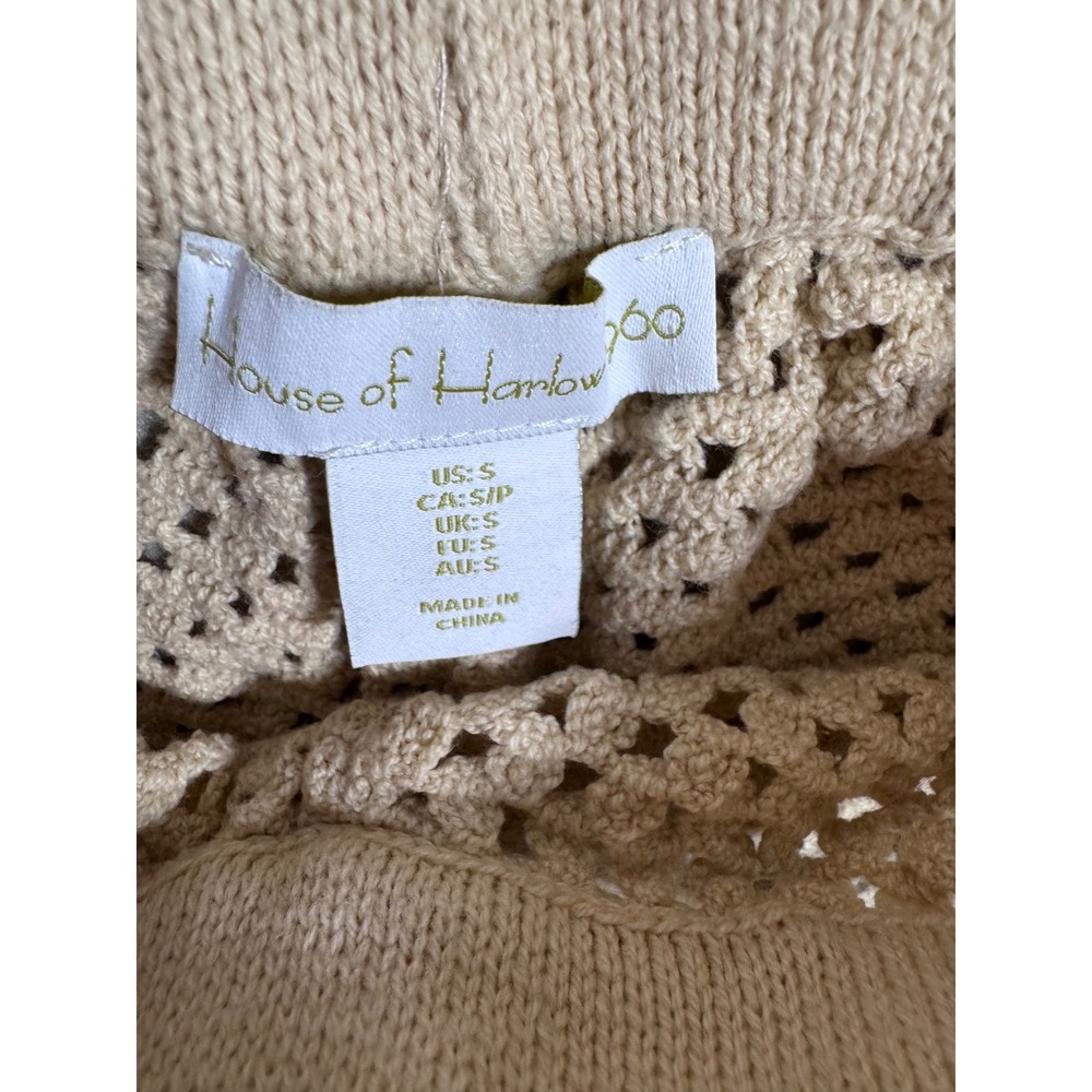 k56. House of Harlow 1960 Crochet Knit 2 Piece Set Polo Shirt and Shorts Small - Picture 5 of 8